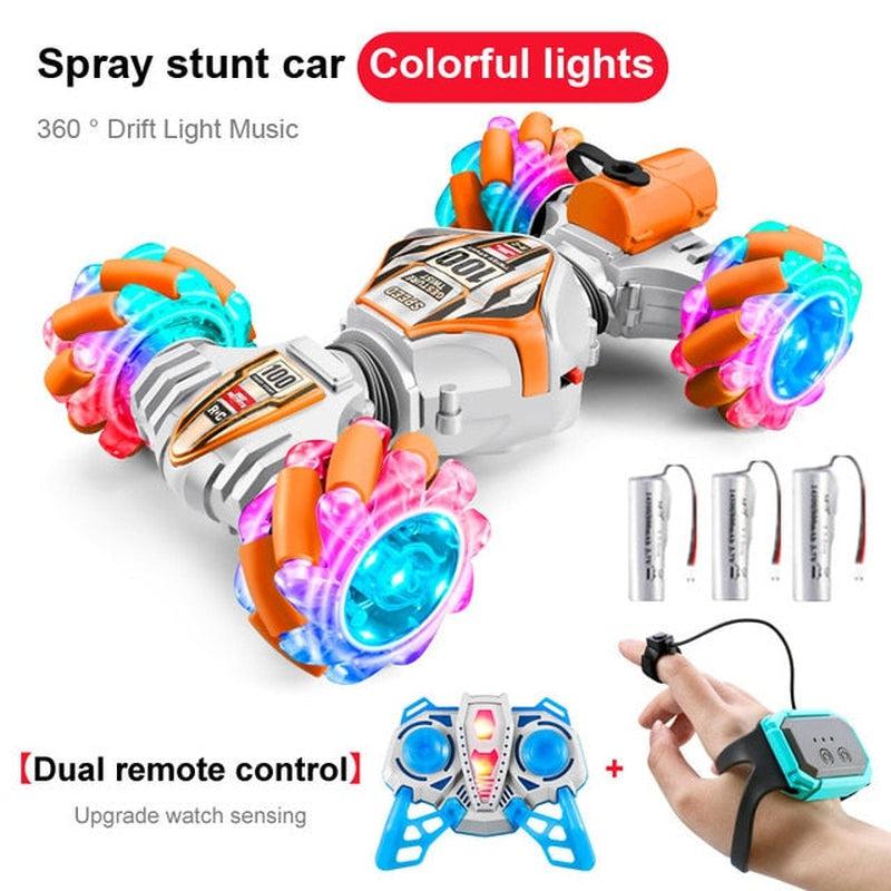 High-Tech RC Remote Control Car Watch | Hand Gesture Control, 360° Rotating Off-Road Climbing Stunt, Music & Exhaust Blowtorch