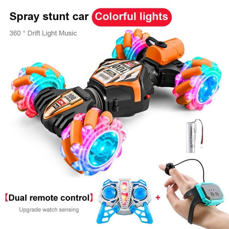 High-Tech RC Remote Control Car Watch | Hand Gesture Control, 360° Rotating Off-Road Climbing Stunt, Music & Exhaust Blowtorch