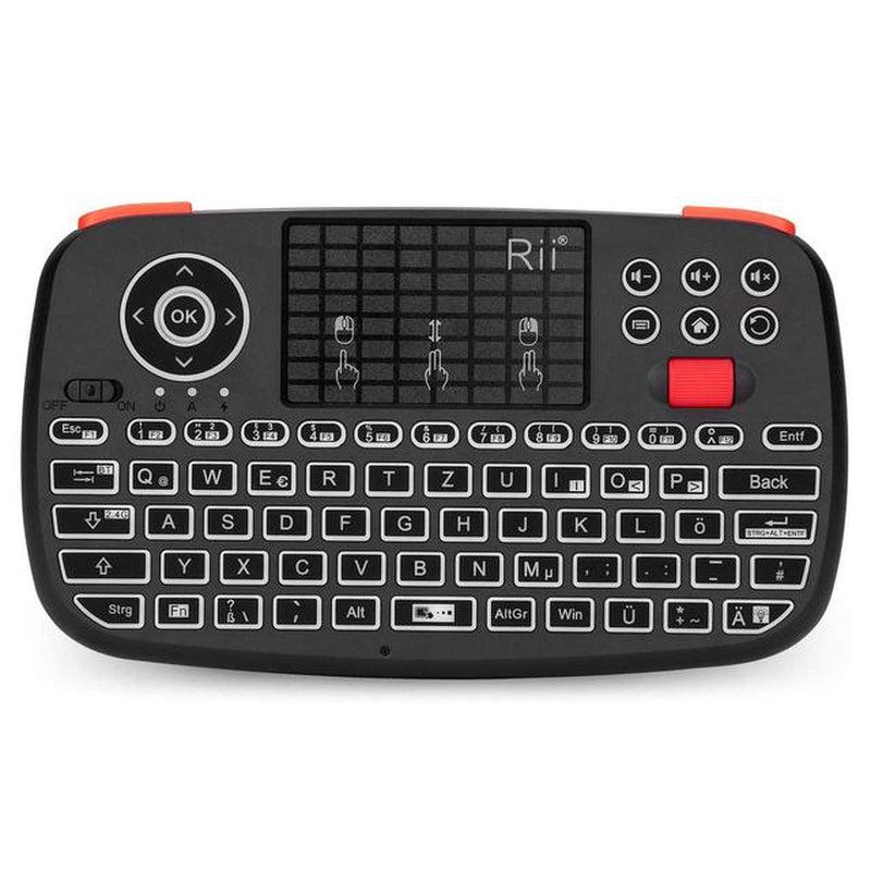Rii i4 Mini Bluetooth Wireless Keyboard with Touchpad - Backlit Mouse Remote Control | Windows, Android TV Box, Smart TV Compatible | Versatile & Convenient