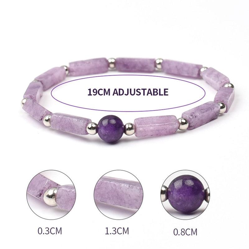 Natural Stretch Amethyst Gemstone Bracelet - Healing Crystal Energy Quartz Chakras Jewelry for Women and Men - Birthday Gift