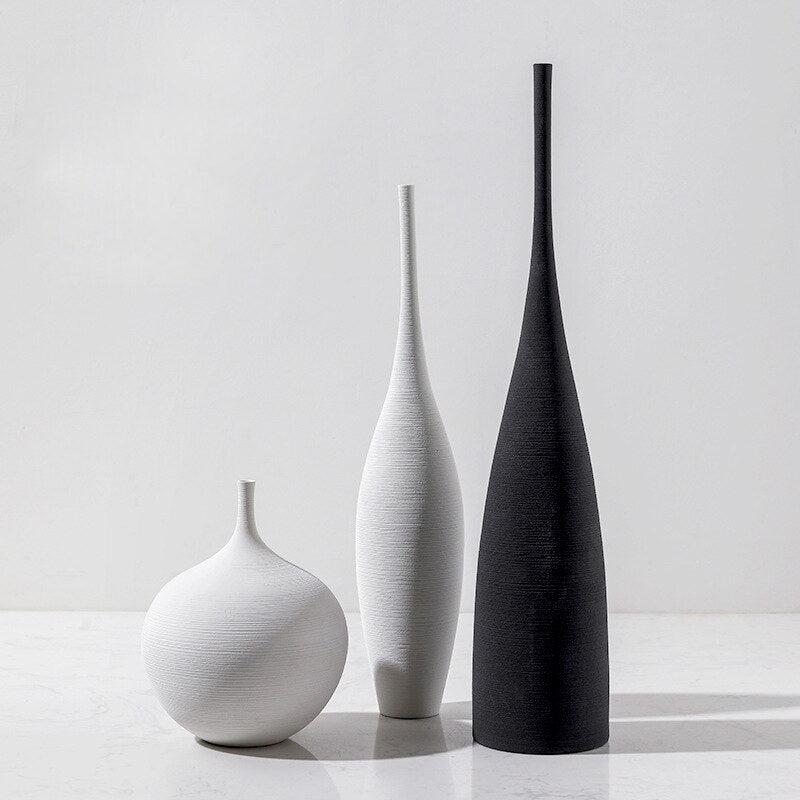 Ceramic Vases | Black and White | Simple Creative Designs | Handmade Art Decoration for Living Room, Bedroom