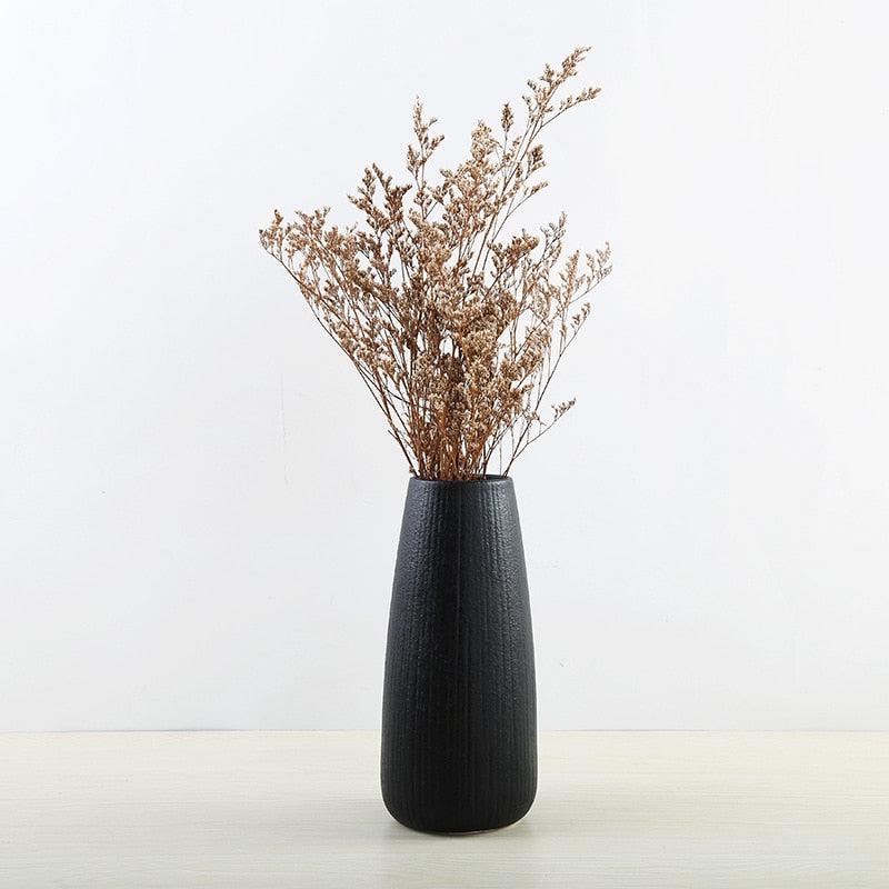 European Style Ceramic Black Vase for Office Home | Indoor & Outdoor Casual Decor