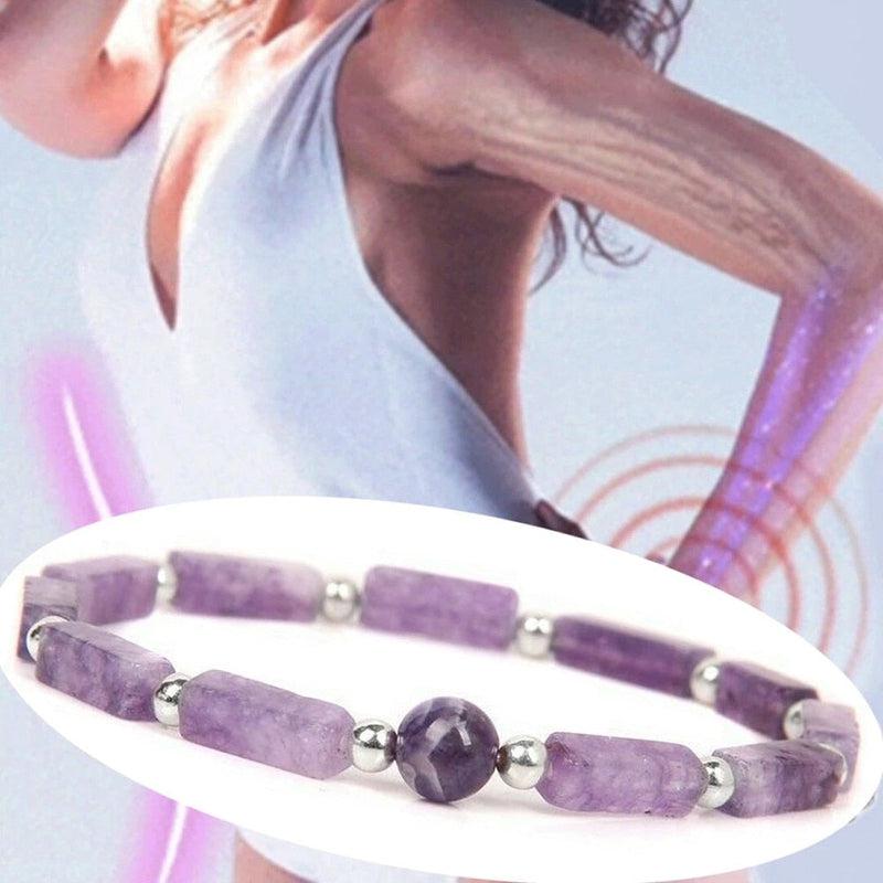 Natural Stretch Amethyst Gemstone Bracelet - Healing Crystal Energy Quartz Chakras Jewelry for Women and Men - Birthday Gift
