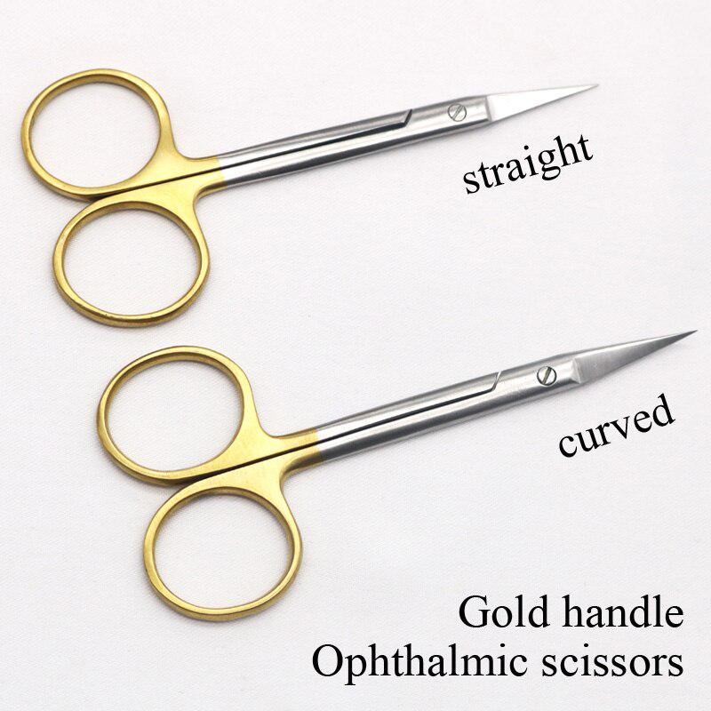 Stainless Steel Scissors with Gold Handle - Opthalmic Microscissors - Additional Use for Beauty and Care - 3.74in / 9.5cm Surgical Steel