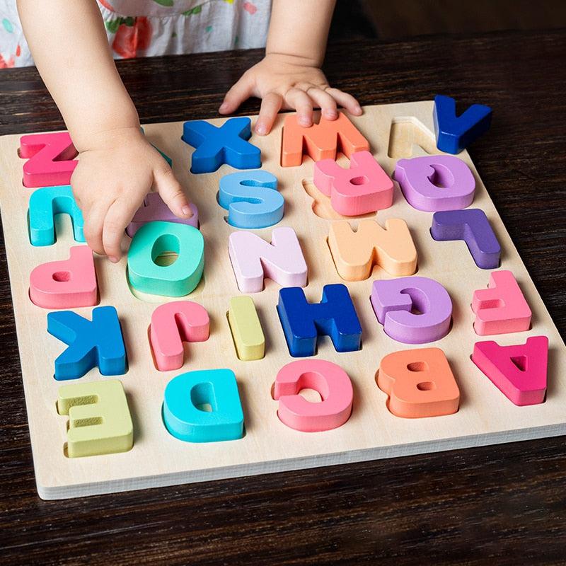 Educational Wooden Puzzle Montessori Toys for Toddlers | Alphabet, Numbers & Shapes Matching Games for Early Learning