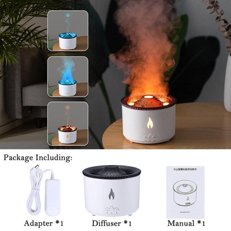 Flame Volcano Humidifier Aroma Diffuser | LED Essential Oil Mist Maker | Fire Jellyfish Home Fragrance