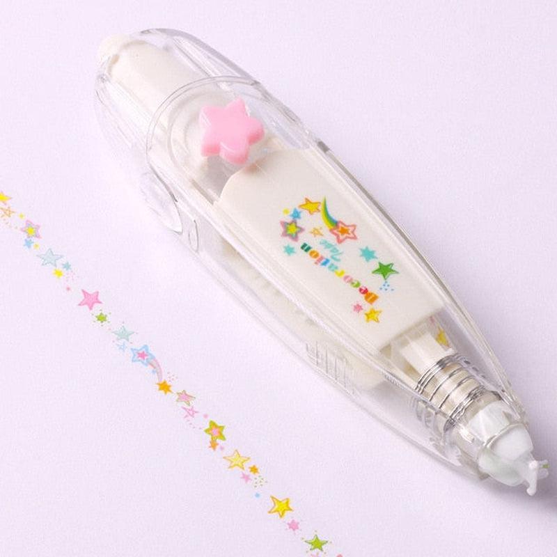 Colorful Cartoon Floral Sticker Tape Pen for Kids - Fun Stationery Decoration for Notebooks, Diaries & Crafts