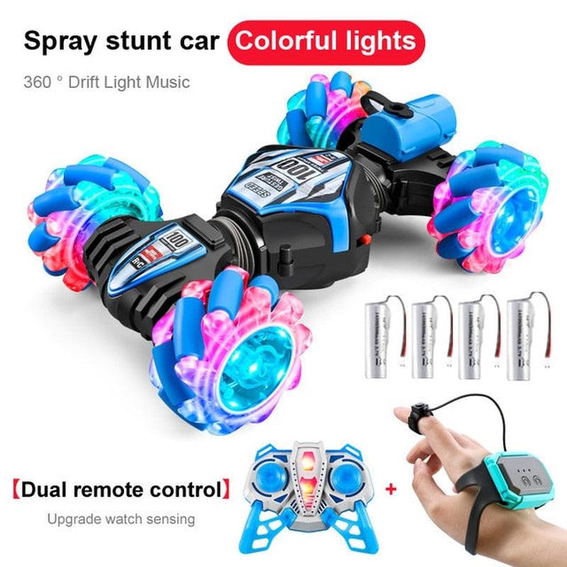 High-Tech RC Remote Control Car Watch | Hand Gesture Control, 360° Rotating Off-Road Climbing Stunt, Music & Exhaust Blowtorch