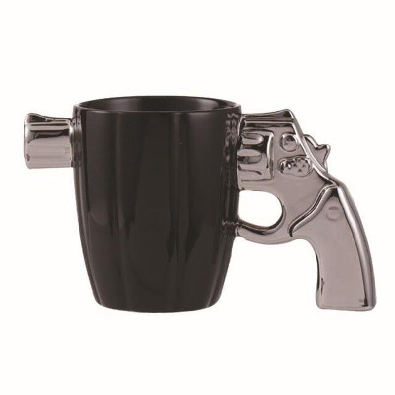 Fashion Creative Ceramic Cup | Gold Silver Revolver Pistol Modeling Coffee Mug | Novelty Personality 3D Pistol Handle Water Cup Gift