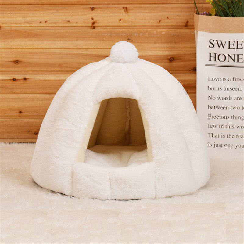 Cute Pet House Bed with Removable Mat | Cozy & Comfortable Kennel Nest for Cats and Dogs | Pumpkin-Shaped Design | Perfect for Sleeping & Lounging