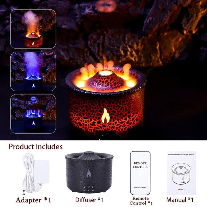 Flame Volcano Humidifier Aroma Diffuser | LED Essential Oil Mist Maker | Fire Jellyfish Home Fragrance