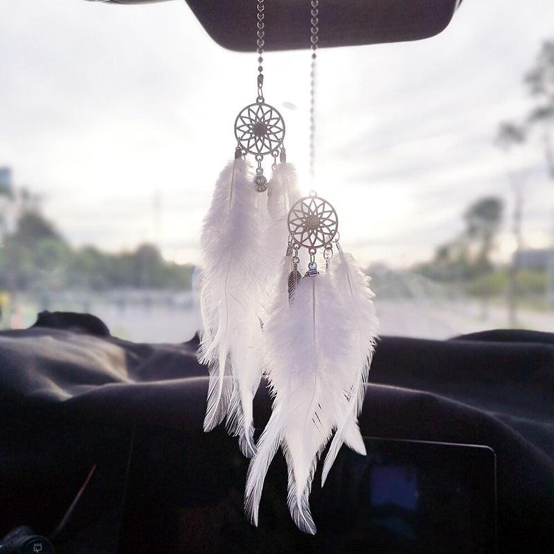 Dream Catcher Car Pendant Feather Mirror Hanging Pendant | Home Decor Lucky Car Ornament | Girls Boys Car Interior Accessories