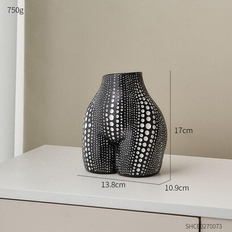 Modern Ceramic Vases | Female Figurines Decor | Flower Pot | Nordic Aesthetic | Luxury Polka Dot Body | Art Ornaments