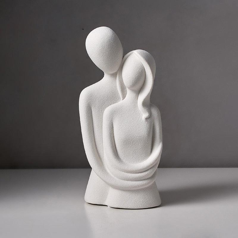 Abstract Couple Statues | Nordic Modern Ceramic Hugging Figure | Home Decoration Sculptures | Living Room and Office Desk Decor Gift