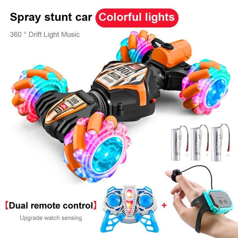 High-Tech RC Remote Control Car Watch | Hand Gesture Control, 360° Rotating Off-Road Climbing Stunt, Music & Exhaust Blowtorch