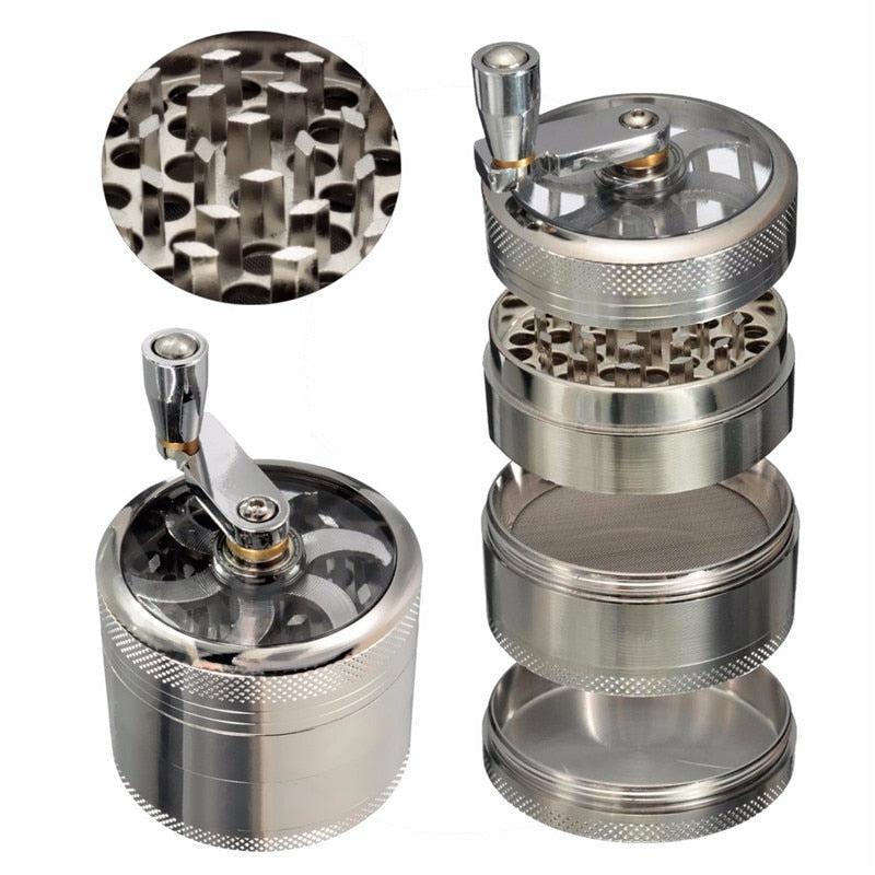 Effortless Grinding with the 40mm Zinc Alloy 4-Layer Cigarette Grinder | Hand-Operated Metal Grinder with Handle for Spices, Herbs & Weed