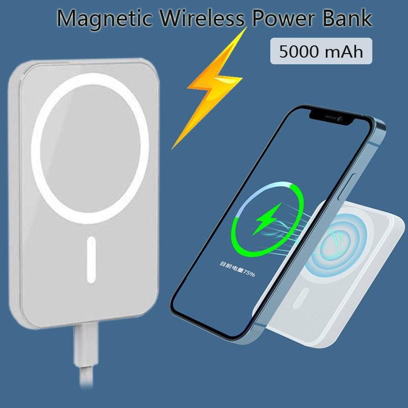 Portable Magnetic Wireless Power Bank - External Battery Pack | iPhone 13, 12, 14 Pro, Pro Max, Mini, Plus Compatible | Convenient & Reliable Power Solution