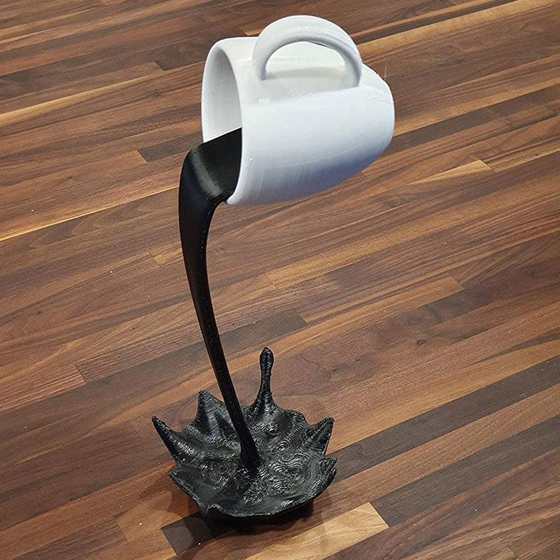 Floating Coffee Cup Art Sculpture | Kitchen Home Decor Statue, Pouring Liquid Splash Coffee Mug | Creative Crafts
