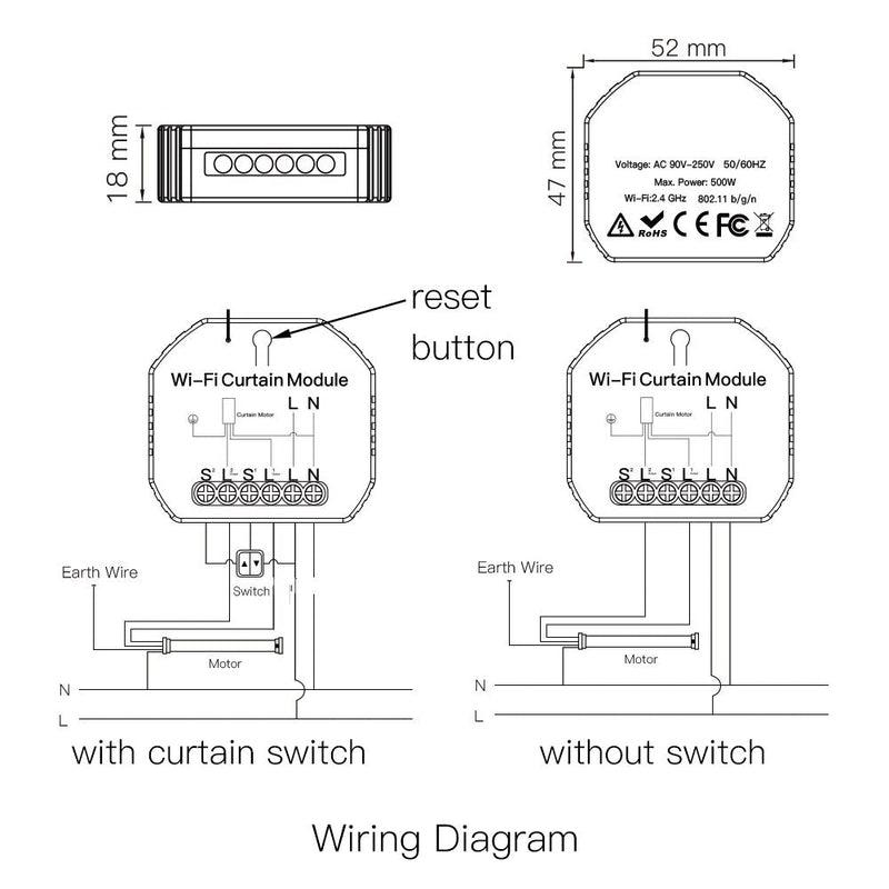 Tuya Wi-Fi Blind Shutter Curtain Switch Module | Smart Life APP Control for Electric Motor, Alexa & Google Home Compatibility