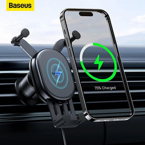 Baseus Car Phone Holder Wireless Charger - Fast Charging Air Vent Mount for iPhone, Xiaomi, Huawei