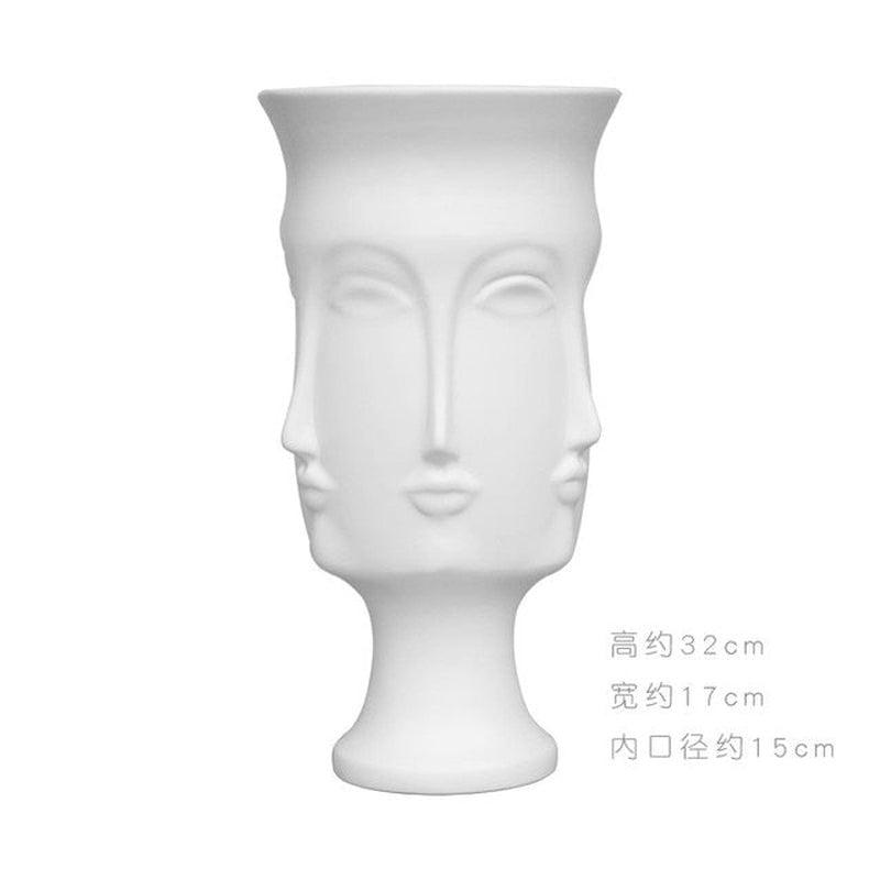 Creative Face Ceramic Vase for Flowers | Decorative Indoors & Outdoors | Ethnic Aesthetics | Living Room, Bedroom, Garden