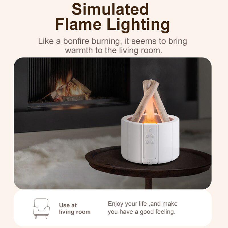 USB Humidifier Aroma Diffuser | Simulated Fire Night Light | Home Appliance Essential Oil Diffuser 280ML