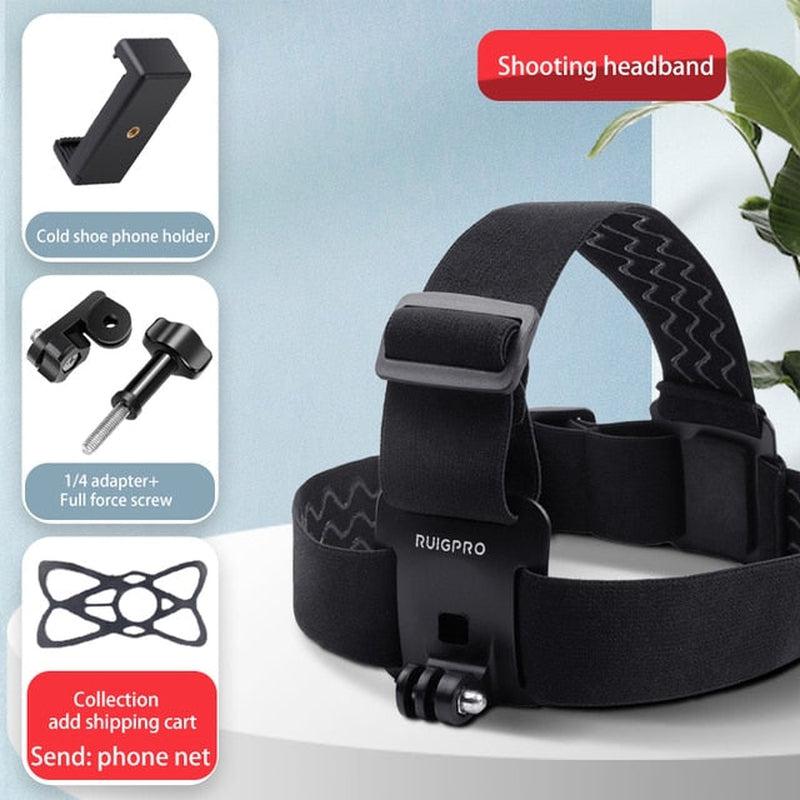 Phone Head Mount GoPro Strap | Universal Adapter for iPhone, Samsung Galaxy, Note | Connects to Clip Chest Strap | Hands-Free Action Cam Mount