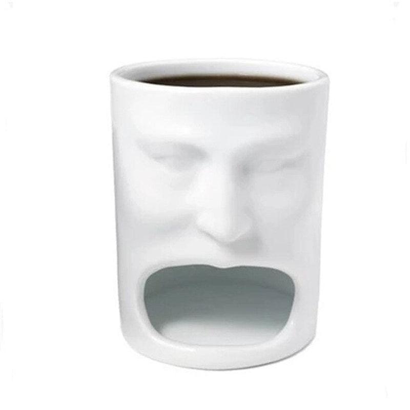 Creative Face-Shaped Ceramic Coffee Mug with Cookie Toast Holder | Funny and Whimsical Eating Cake Milk Cup | Perfect Gift
