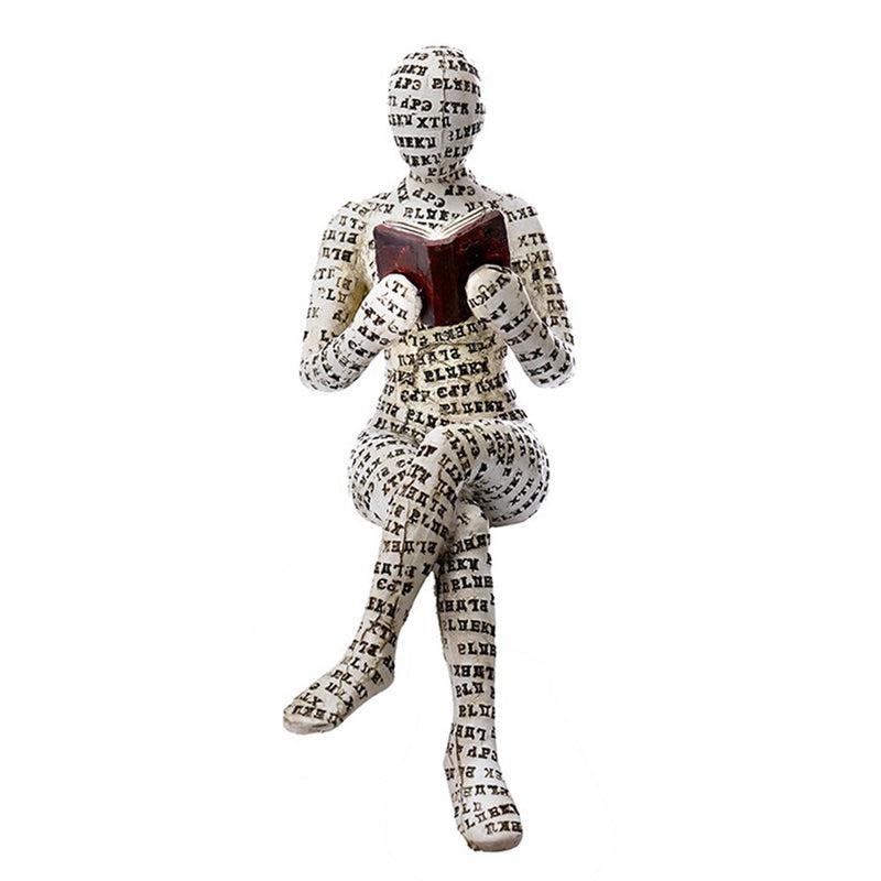 Abstract Sculptural Figurine of Pulp Riddled Woman Reading Book | Meditation Style Resin Figurine for Modern Home Decor