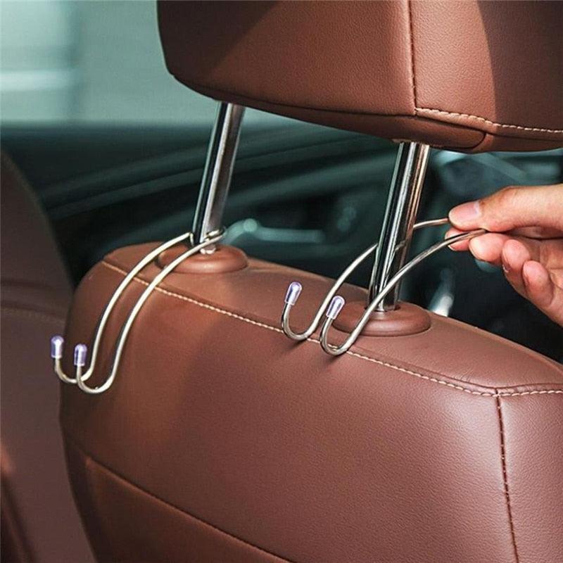 Car Seat Hook Headrest Stainless Steel Hanger for Handbag Shopping Bag Coat Storage Organizer Car Accessories, 2 pcs