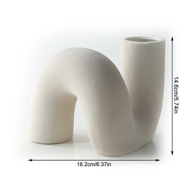 Minimalist Modern Ceramic Abstract Vases | White Twisted Tube Shape Flower Pots For Interior Home Decor Accessories