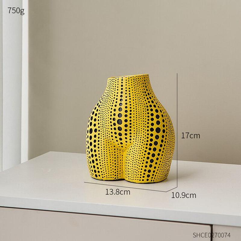 Modern Ceramic Vases | Female Figurines Decor | Flower Pot | Nordic Aesthetic | Luxury Polka Dot Body | Art Ornaments