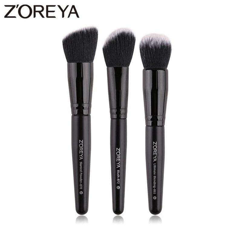 ZOREYA Makeup Brushes Set, Premium Synthetic Kabuki Brush Cosmetics, Concealers Powder Blush Blending Face Eye Shadows Brush Set (Black)