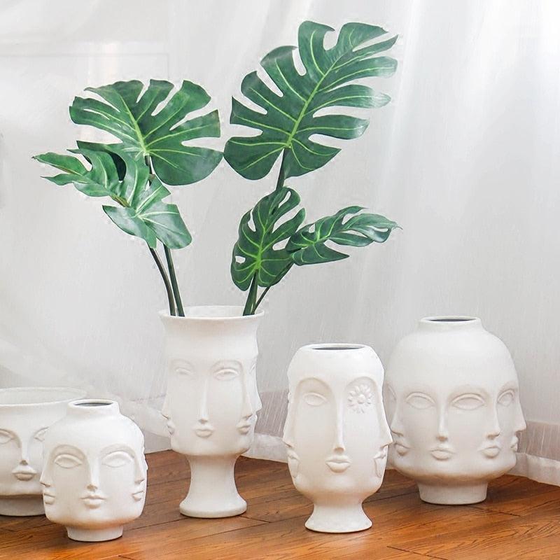 Creative Face Ceramic Vase for Flowers | Decorative Indoors & Outdoors | Ethnic Aesthetics | Living Room, Bedroom, Garden