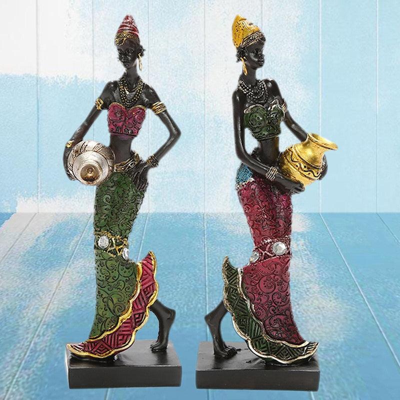 African Dancing Women Miniatures Figures Tribal Lady Statue Sculpture Collectible Art Home Decoration For Office TV Cabinet