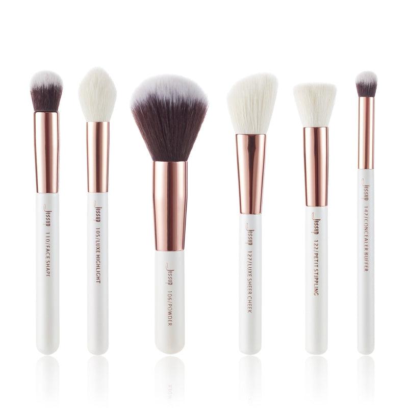 Pearl White Jessup Makeup Brush Set - Premium Wooden Handle, Synthetic Hair - Professional & Eco-Friendly Brushes for Flawless Makeup Application