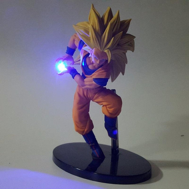 Bandai Dragon Ball Z Anime Action Figures Son Goku LED Model | Super Saiyan 3 Action Stance | Collectible Toy with LED Light-Up Aura