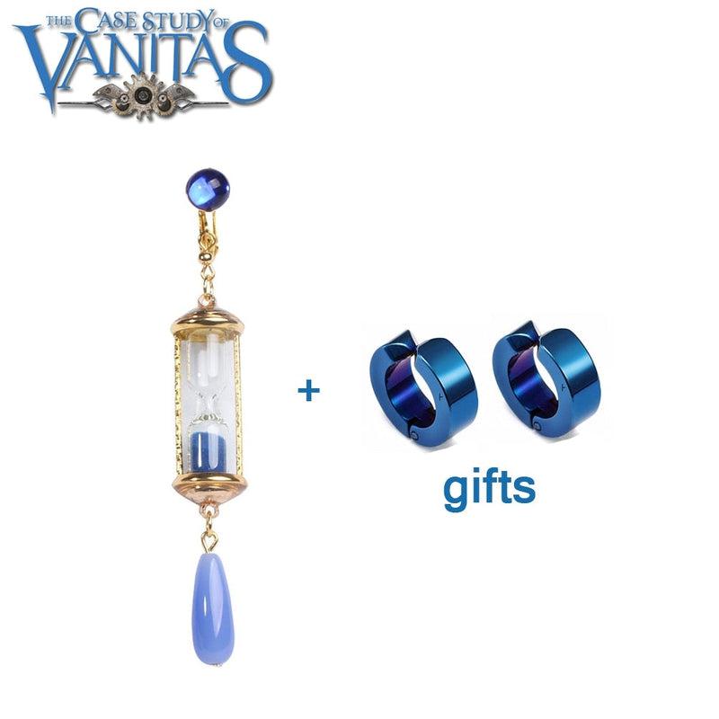 Vanitas Blue Hourglass Drop Earrings | Anime 'The Case Study of Vanitas' Earrings | Anti-allergic Ear Clips | Ear Bone Buckle Jewelry