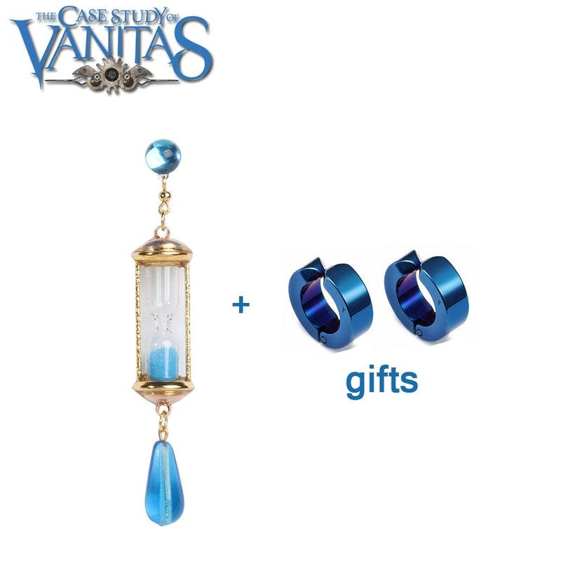 Vanitas Blue Hourglass Drop Earrings | Anime 'The Case Study of Vanitas' Earrings | Anti-allergic Ear Clips | Ear Bone Buckle Jewelry