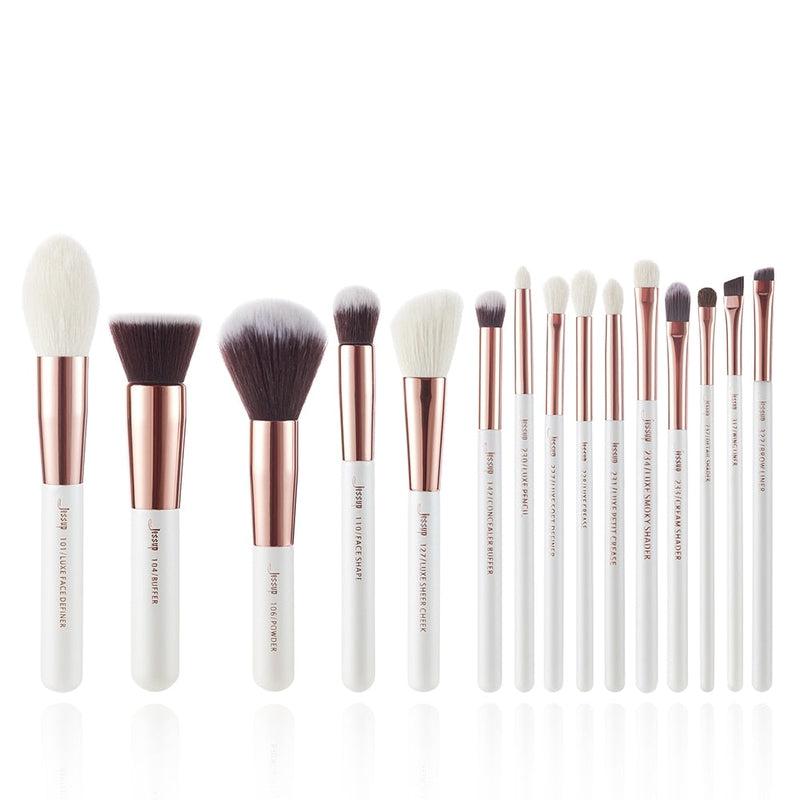 Pearl White Jessup Makeup Brush Set - Premium Wooden Handle, Synthetic Hair - Professional & Eco-Friendly Brushes for Flawless Makeup Application