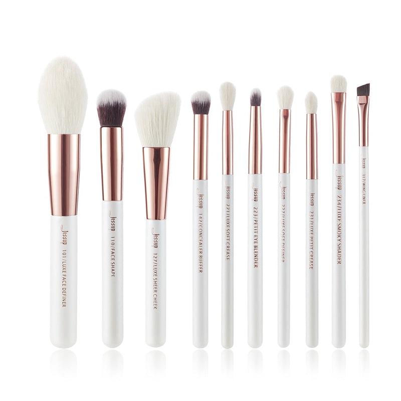 Pearl White Jessup Makeup Brush Set - Premium Wooden Handle, Synthetic Hair - Professional & Eco-Friendly Brushes for Flawless Makeup Application