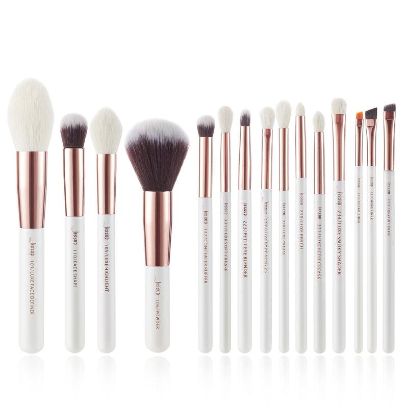 Pearl White Jessup Makeup Brush Set - Premium Wooden Handle, Synthetic Hair - Professional & Eco-Friendly Brushes for Flawless Makeup Application