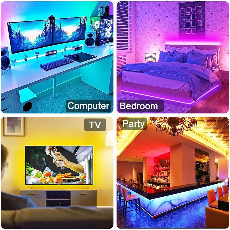 RGB 5050 LED Strip Light | Bluetooth App Control | 5V USB | Flexible Ribbon Diode Tape for TV Backlight and Room Decoration