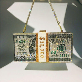 Elegant Handbag with Dollars Stack Design | Perfect Evening Accessory for Parties and Special Occasions