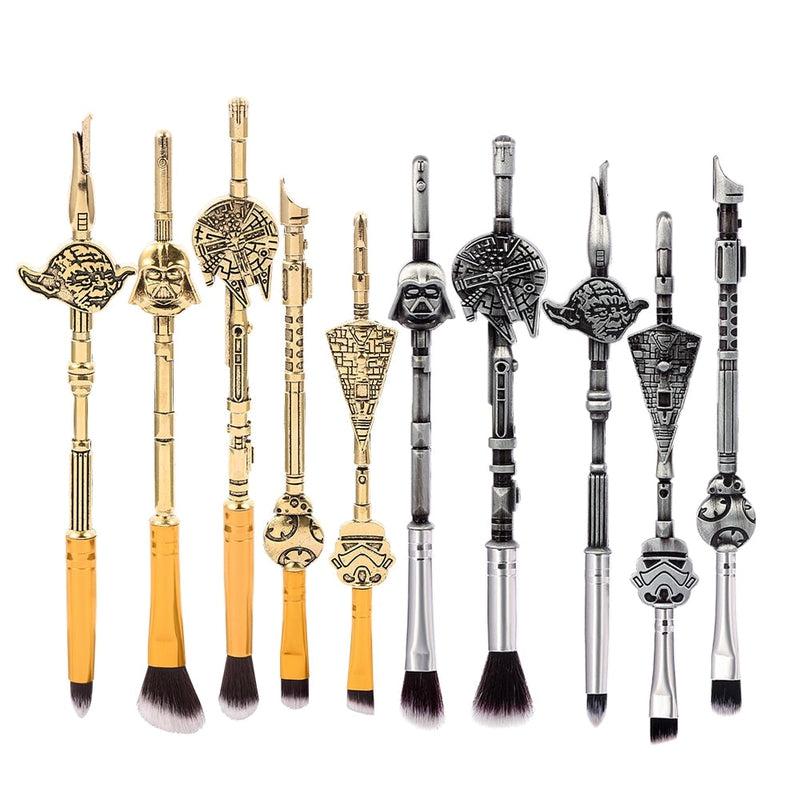 Star Wars Makeup Brushes Set - 10 pcs Professional Classic Movie Series Cosmetic Brushes, for Foundation Blending Blush Eye Shadows Face Powder Kit for Fans, Multiple Colors