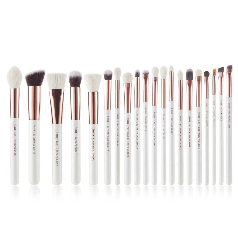 Pearl White Jessup Makeup Brush Set - Premium Wooden Handle, Synthetic Hair - Professional & Eco-Friendly Brushes for Flawless Makeup Application