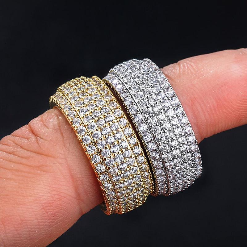 TOPGRILLZ 5 Layer Zirconia Band Full Ring | Micro Paved Cubic Zirconia Rings | High Quality | Men Women