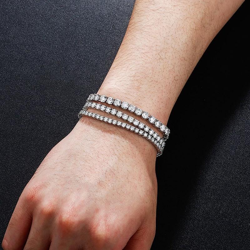 TOPGRILLZ 925 Sterling Silver D Color Moissanite Bracelet | 3-5mm Round Cut Tennis Bracelet | High Quality | Hip Hop Fashion Jewelry