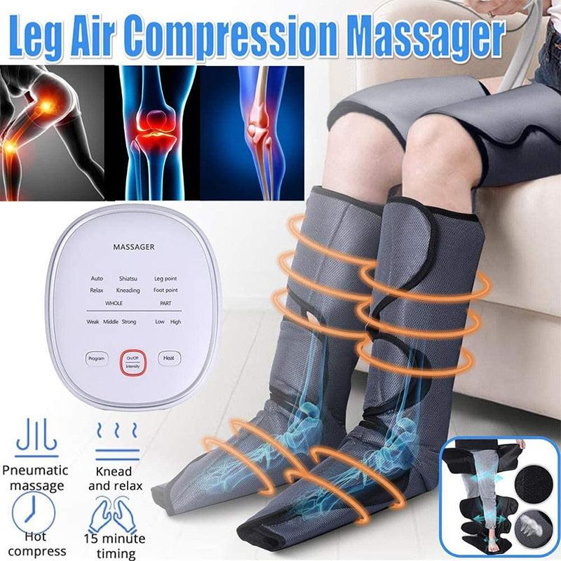 Calf & Foot Massager with Heat | Air Compression Wrap Machine for Full Body Pain Relief, Circulation, & Relaxation at Home | Adjustable Thigh/Leg Straps, Boots