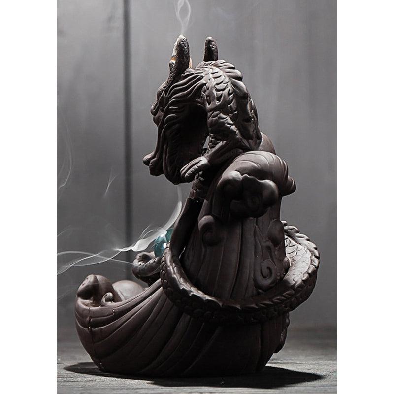 Dragon Smoke Waterfall Incense Burner | Ceramic Dragon Incense Holder with Crystal Ball | Creative Home Decor